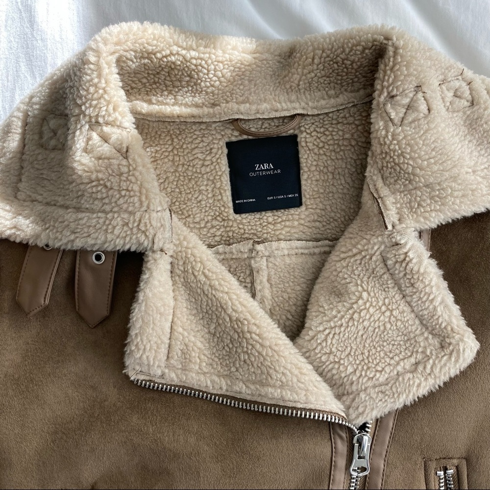 Zara Shearling Motorcyle Jacket - image 3